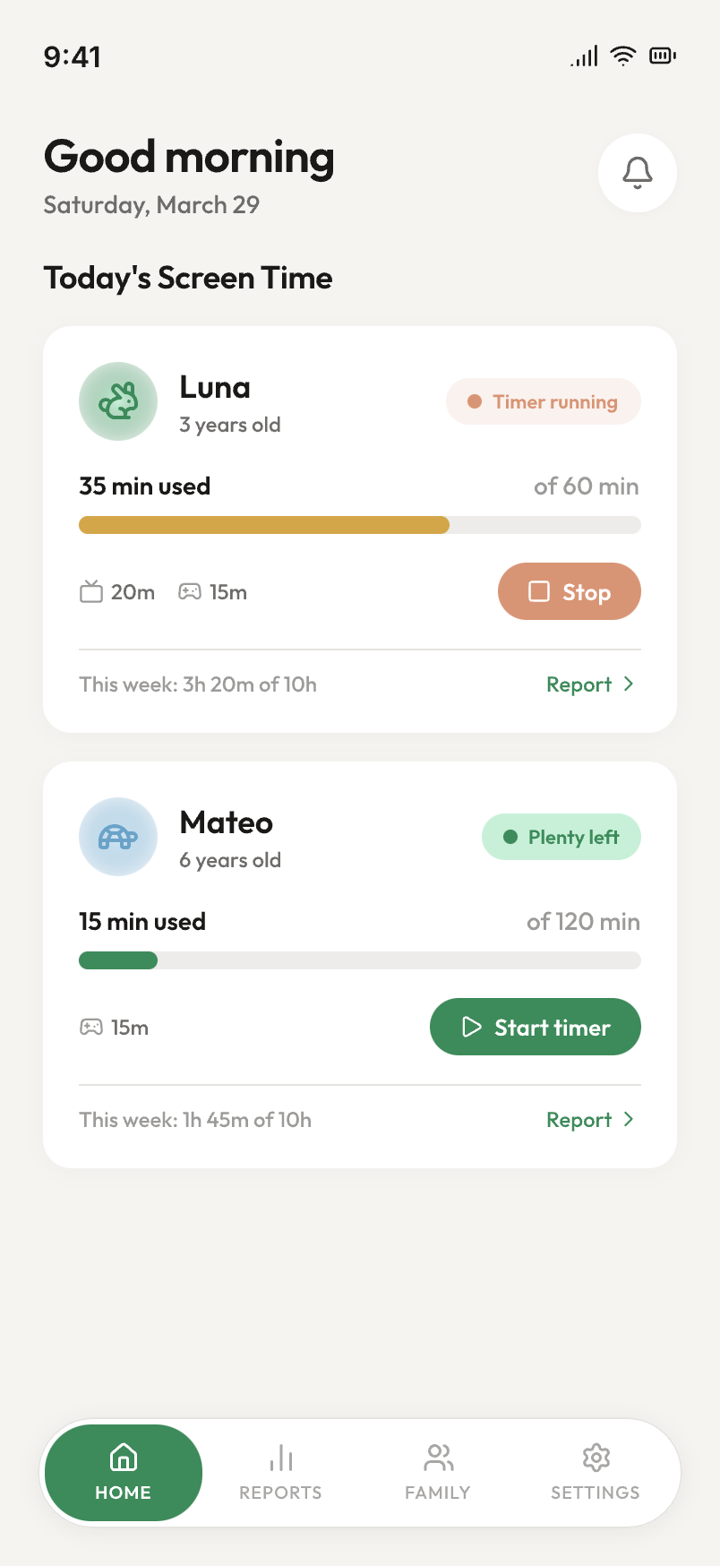 Tempora screen, Home, co-parent