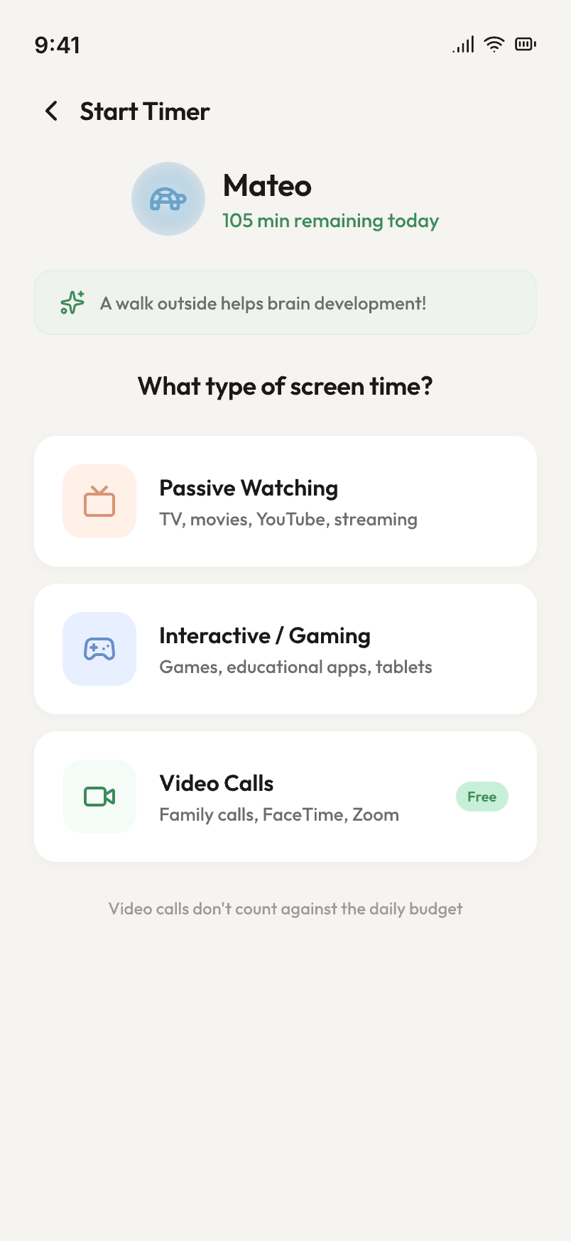 Tempora screen, Start a timer